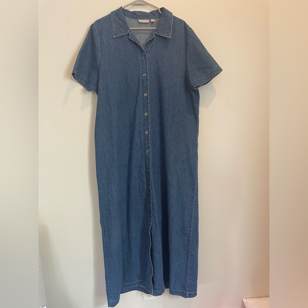 Nordstrom Blue Buttoned Midi Dress With Collar